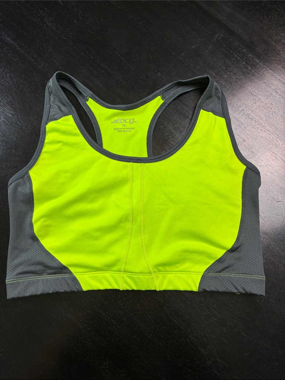 bcg Neon Yellow and Gray Racerback Sports Bra